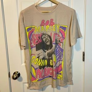 Zion Rootswear cream colored Bob Marley graphic oversized tee unisex sz S/M